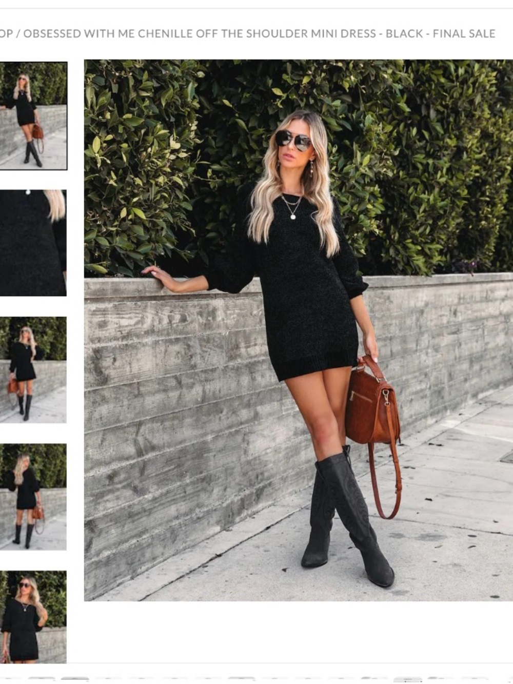 VICI Chenille Off-the-Shoulder Mini Dress - Black Sz XL New